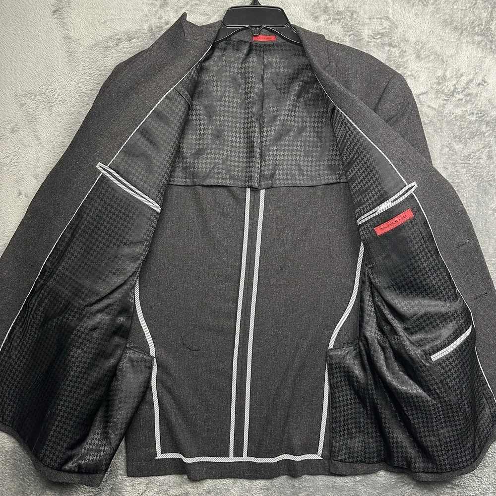 John Varvatos USA Blazer Jacket Men's Size 42R Wool Blend Dark Gray